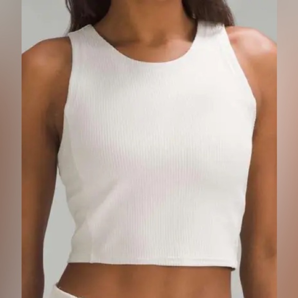 Lululemon Athletica Cream Softstreme Crop Tank Ribbed Size 12